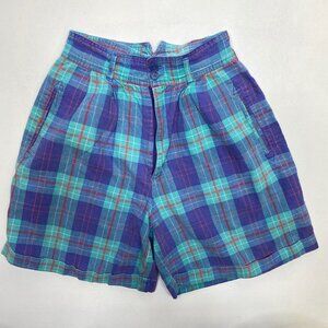 Liz Thomas Vintage High Waist Plaid Shorts